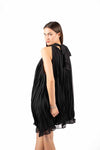 Abito Corto in Chiffon Plissé Nero donna Miss love - 4