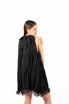 Abito Corto in Chiffon Plissé Nero donna Miss love - 5