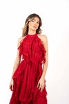 Abito Lungo in Pizzo Rosso donna Miss love - 1