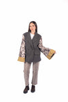 Blazer Patchwork Grigio con Maniche Floreali donna Tensione in - 1