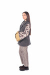 Blazer Patchwork Grigio con Maniche Floreali donna Tensione in - 4