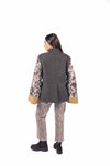 Blazer Patchwork Grigio con Maniche Floreali donna Tensione in - 3