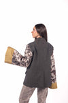 Blazer Patchwork Grigio con Maniche Floreali donna Tensione in - 5