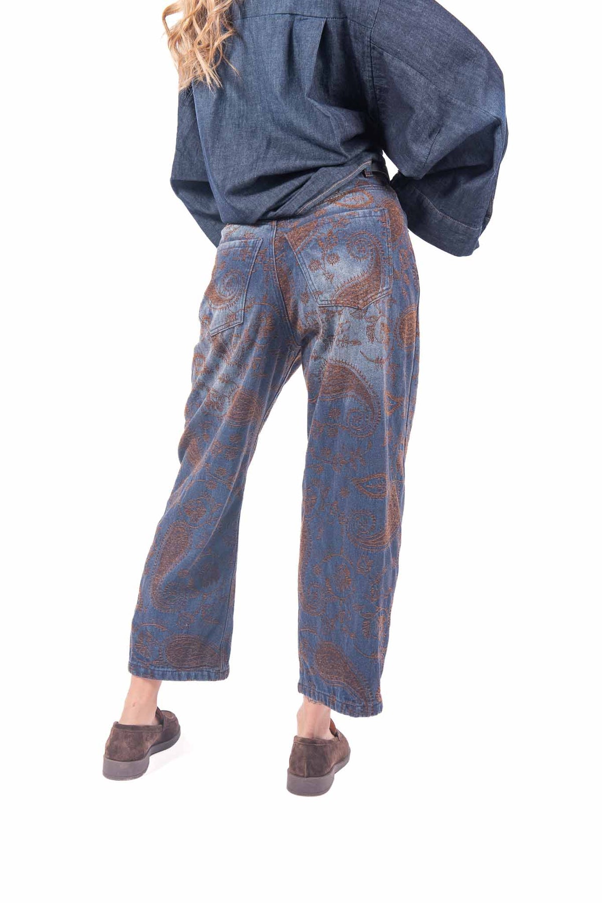 Jeans Wide Leg Stampati Paisley con Cintura donna Tensione in - 3