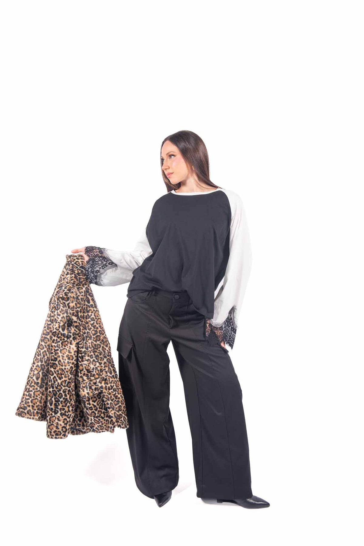 Maglia Raglan Bicolore con Pizzo donna Tensione in - 3