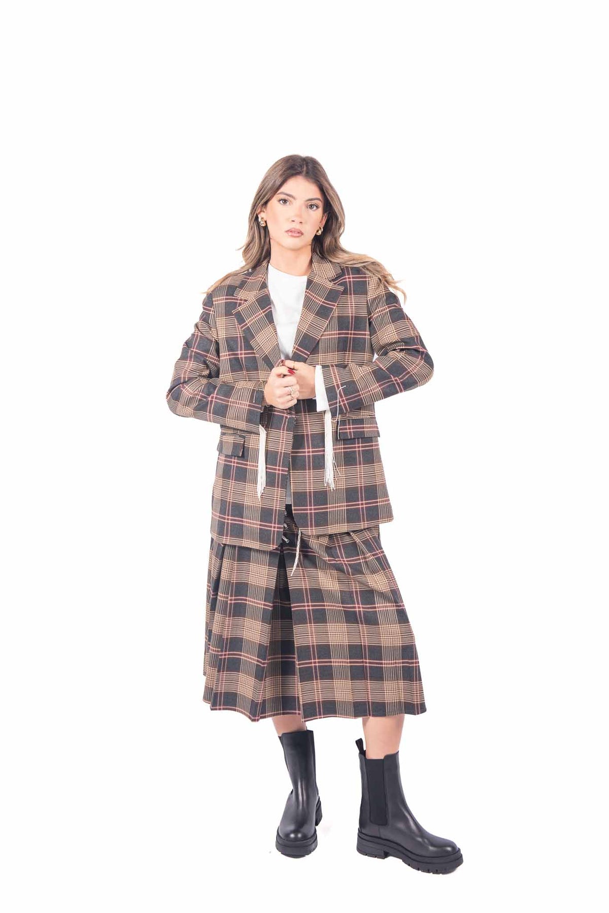 Blazer Sartoriale a Quadri Tartan donna Tensione in - 5