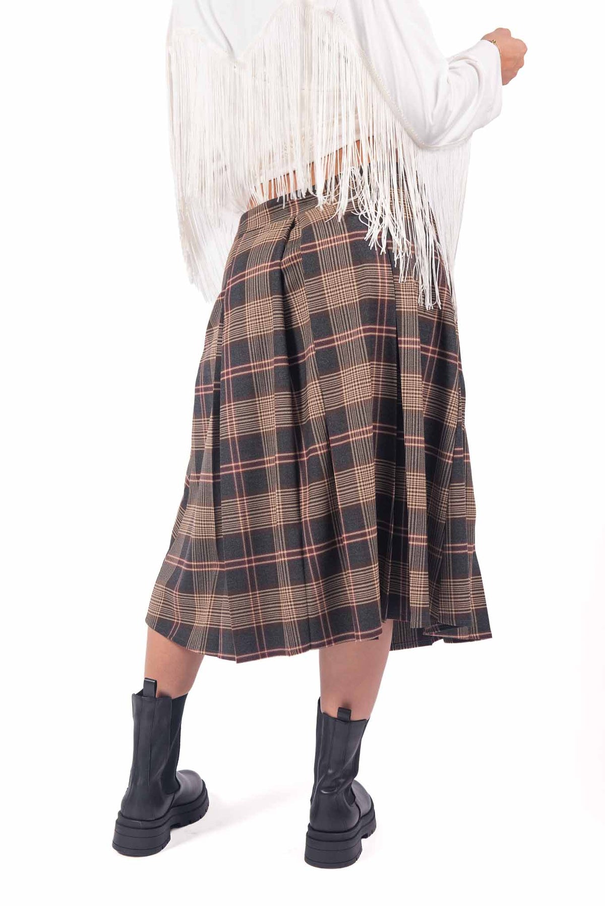 Gonna Corta a Quadri Tartan con Stringa donna Tensione in - 3