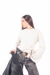 Maglia Maniche Lunghe Panna con Nodi donna Tensione in - 1