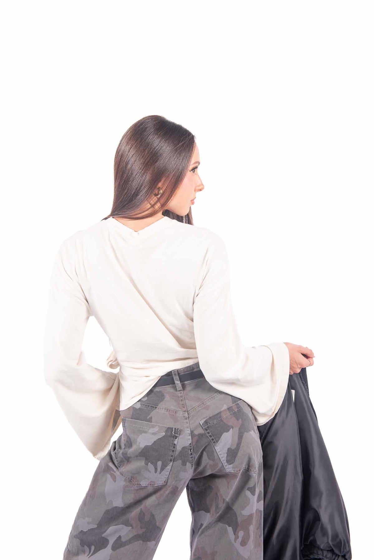 Maglia Maniche Lunghe Panna con Nodi donna Tensione in - 3