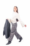 Maglia Maniche Lunghe Panna con Nodi donna Tensione in - 4