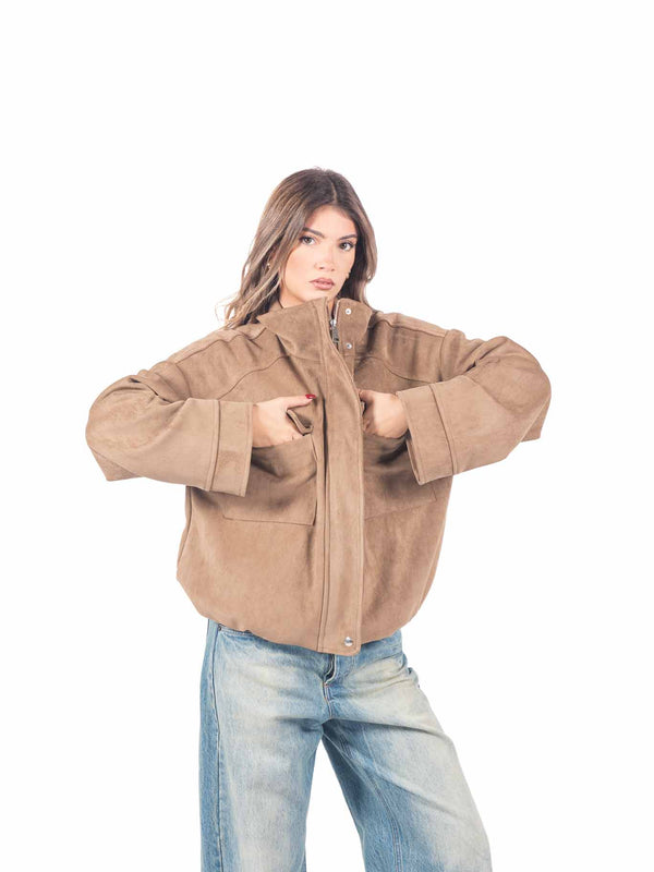 Giacca in Ecosuede Cammello da donna Tensione in