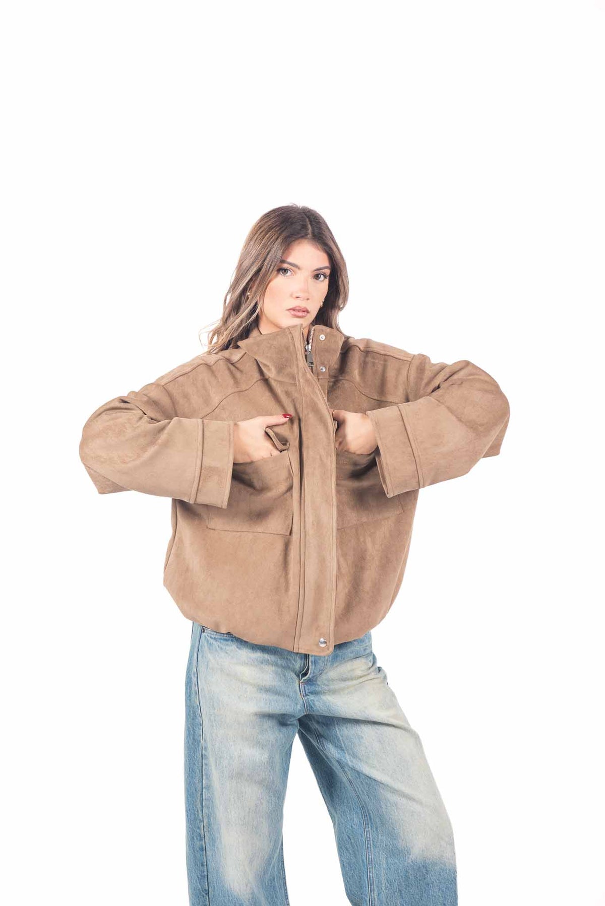 Giacca in Ecosuede Cammello donna Tensione in - 1