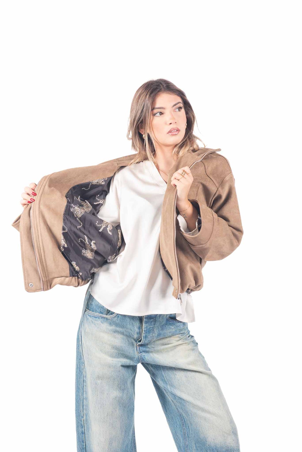 Giacca in Ecosuede Cammello donna Tensione in - 6