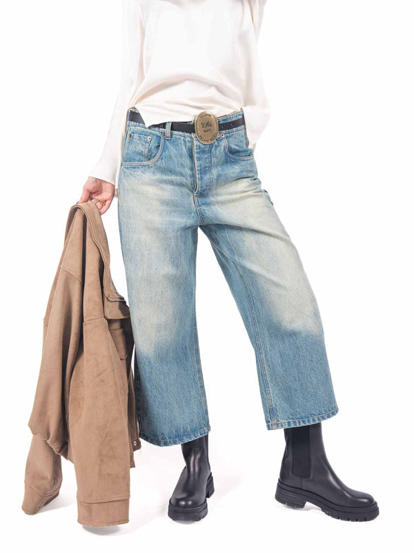 Jeans Barrel Fit con Cintura Western da donna Tensione in