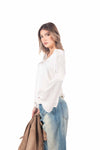 Blusa in Satin Panna con Scollo a V donna Tensione in - 4