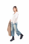 Blusa in Satin Panna con Scollo a V donna Tensione in - 2