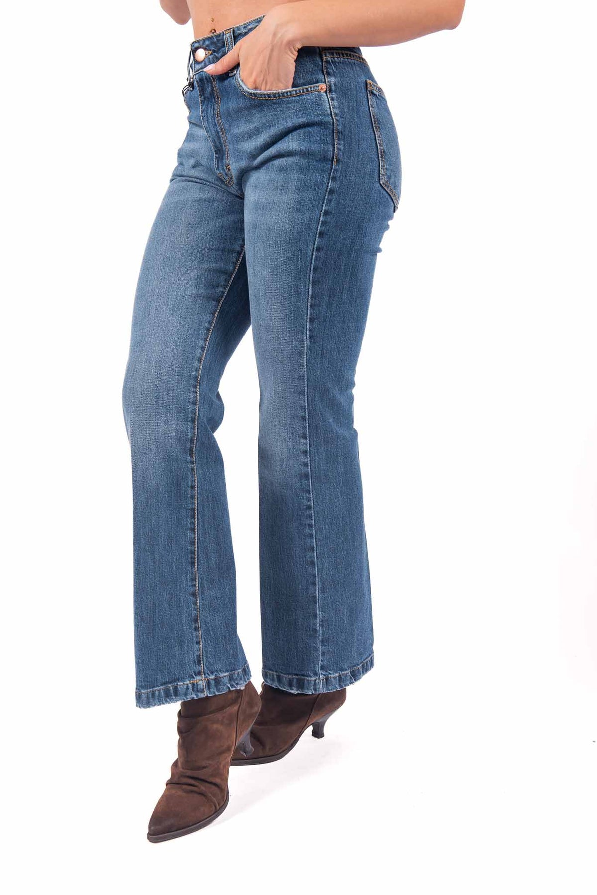Jeans Straight Fit Lavaggio Medio donna Tensione in - 2