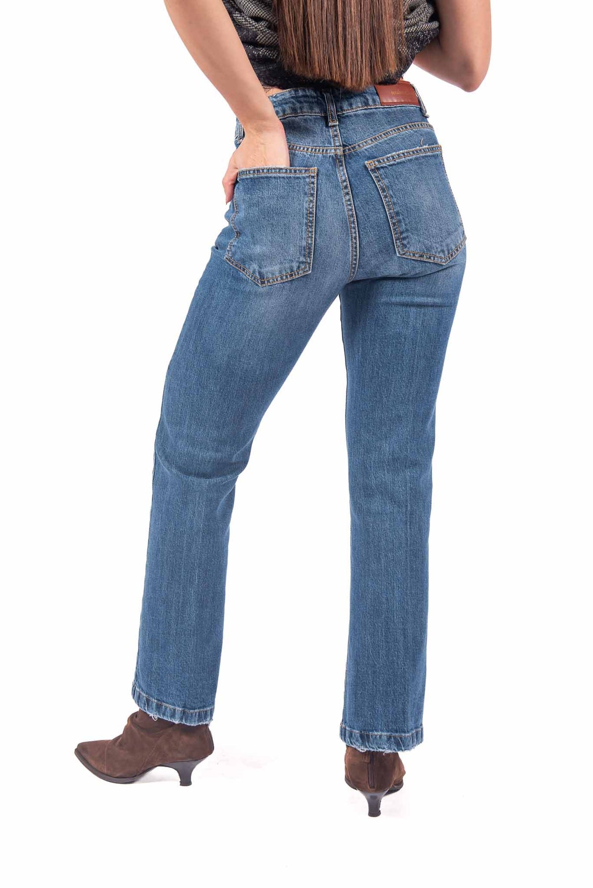 Jeans Straight Fit Lavaggio Medio donna Tensione in - 3
