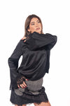 Blusa Nera in Satin con Pizzo donna Tensione in - 5