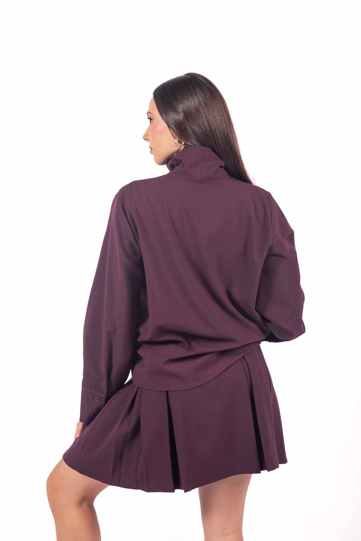 Camicia Bordeaux con Maxi Collo donna Tensione in - 3