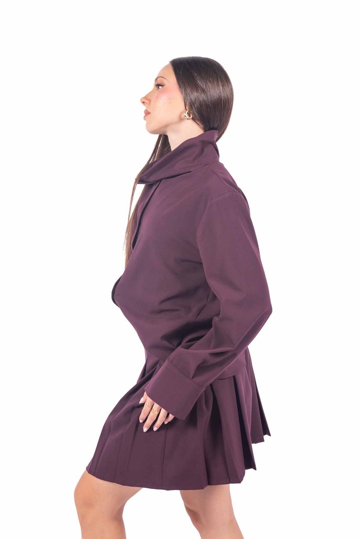 Camicia Bordeaux con Maxi Collo donna Tensione in - 2