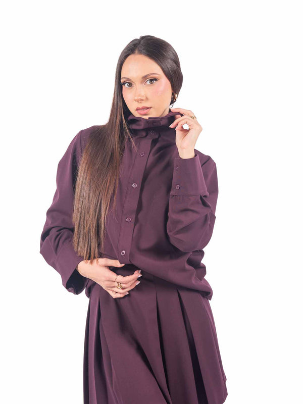 Camicia Bordeaux con Maxi Collo da donna Tensione in