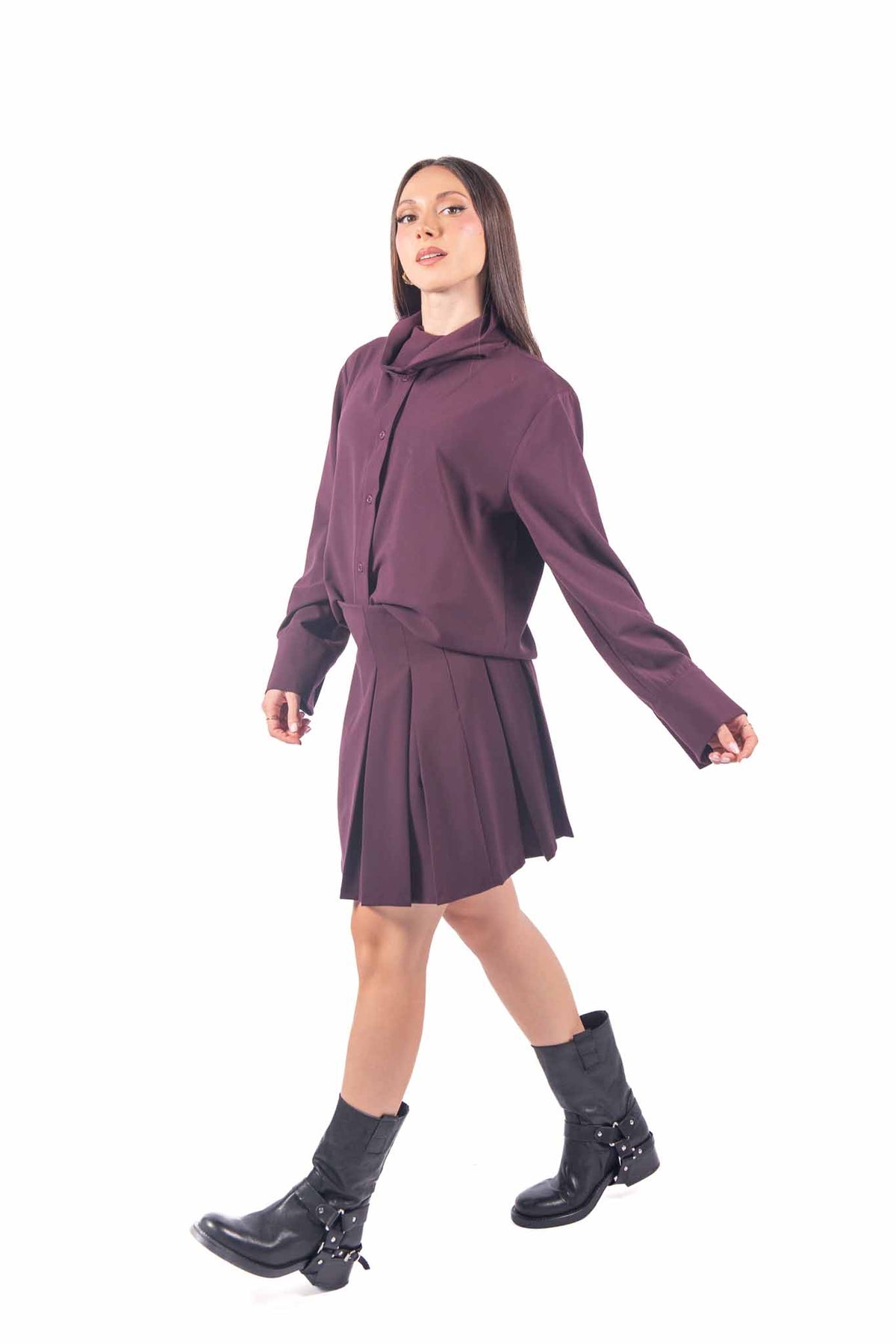 Camicia Bordeaux con Maxi Collo donna Tensione in - 5