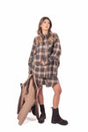 Camicia Oversize a Quadri Tartan con Bolo Tie Western donna Tensione in - 1