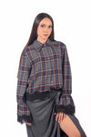 Camicia Crop Tartan con Pizzo donna Tensione in - 1