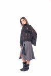 Blusa Nera in Pizzo Collo Arricciato donna Tensione in - 2