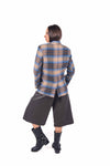Blazer Sartoriale Tartan Blu/Cammello Monobottone. donna Tensione in - 4