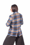 Blazer Sartoriale Tartan Blu/Cammello Monobottone. donna Tensione in - 5