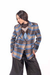 Blazer Sartoriale Tartan Blu/Cammello Monobottone. donna Tensione in - 1
