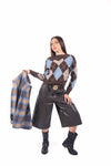 Maglia Pullover a Rombi Marrone donna Tensione in - 4