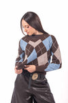 Maglia Pullover a Rombi Marrone donna Tensione in - 1