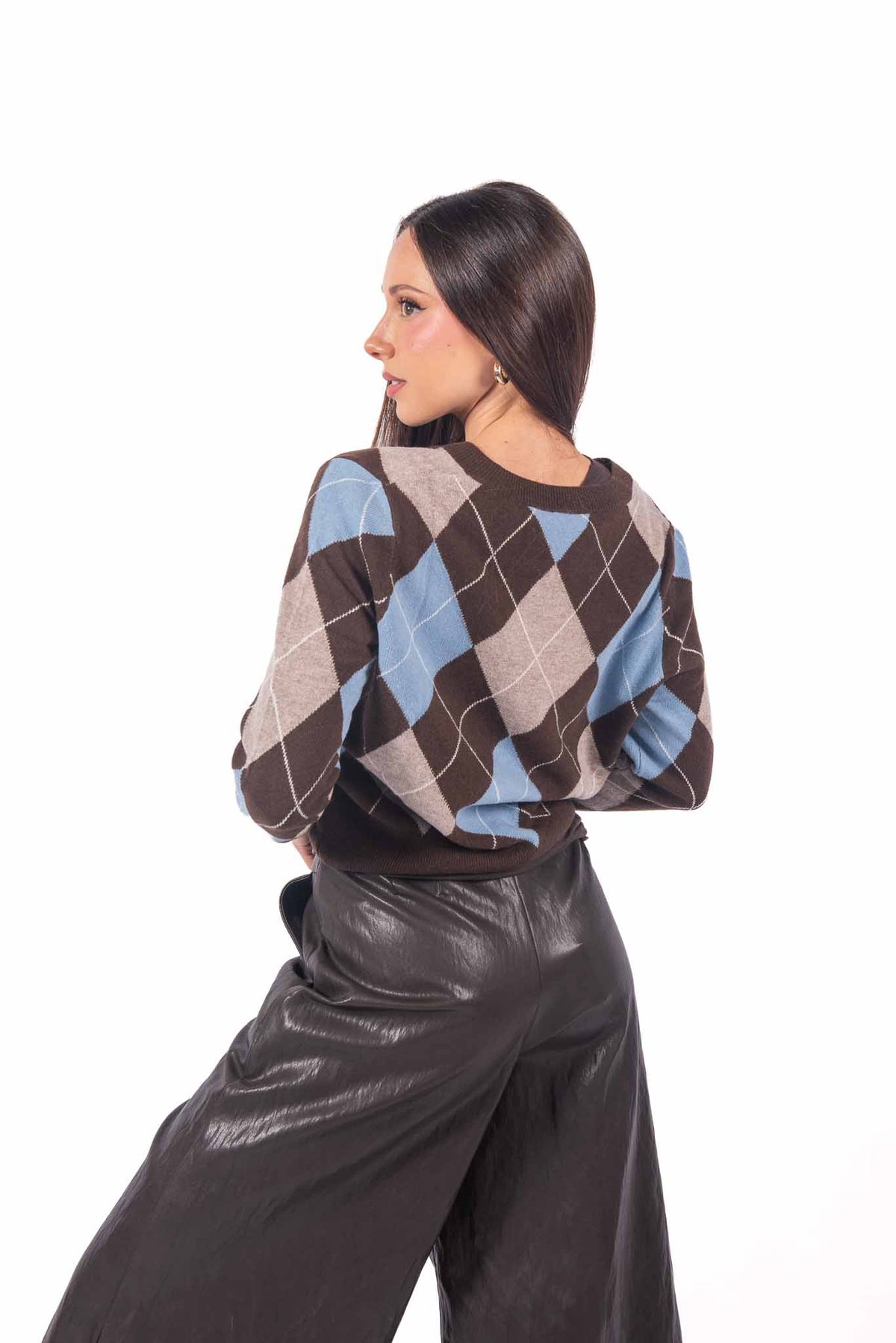 Maglia Pullover a Rombi Marrone donna Tensione in - 2