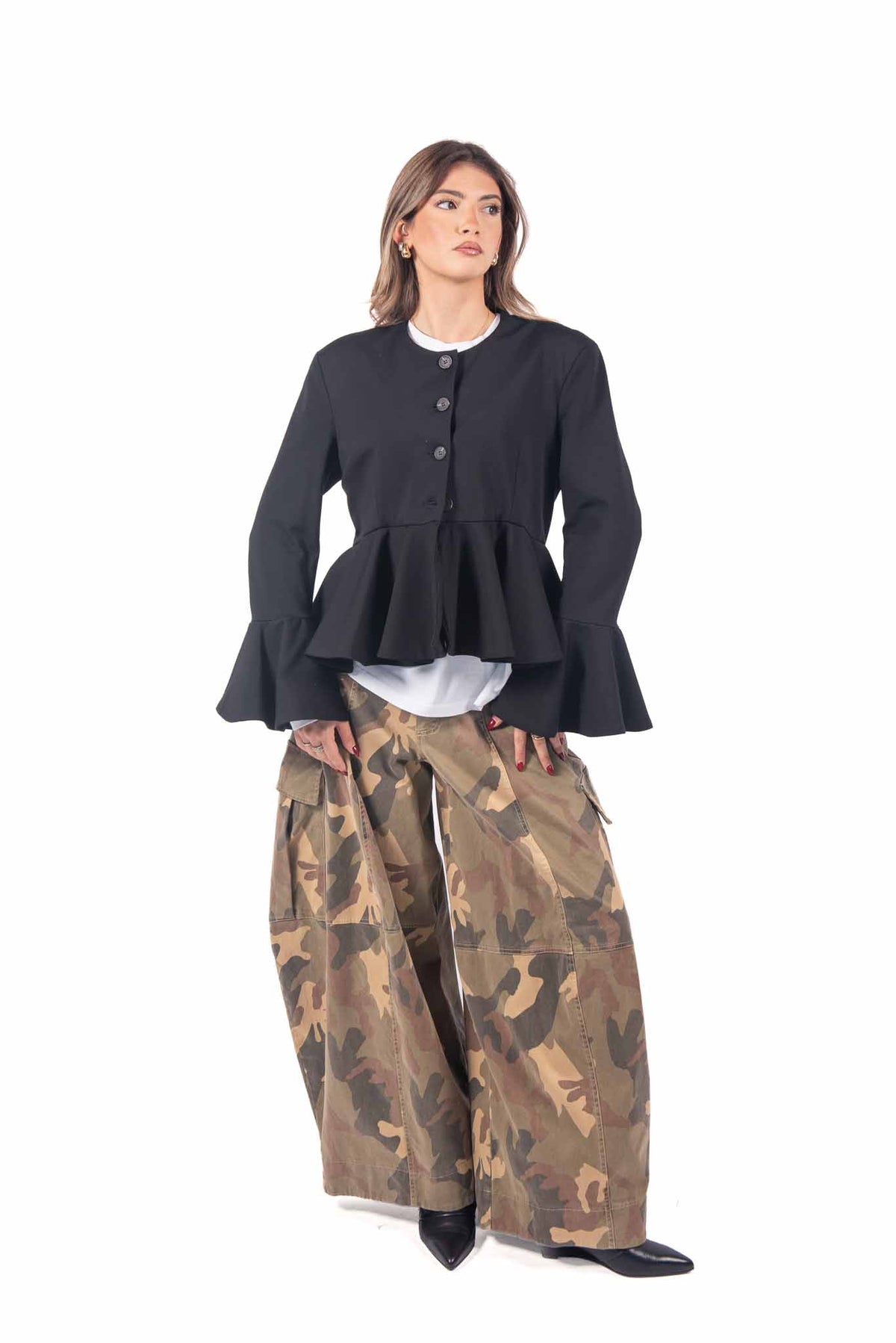 Pantaloni Cargo Barrel Fit Camouflage donna Tensione in - 5