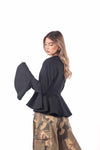 Blazer Nero con Volant su Fondo e Maniche donna Tensione in - 2