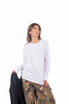 Maglia Bianca Basic a Maniche Lunghe donna Tensione in - 1