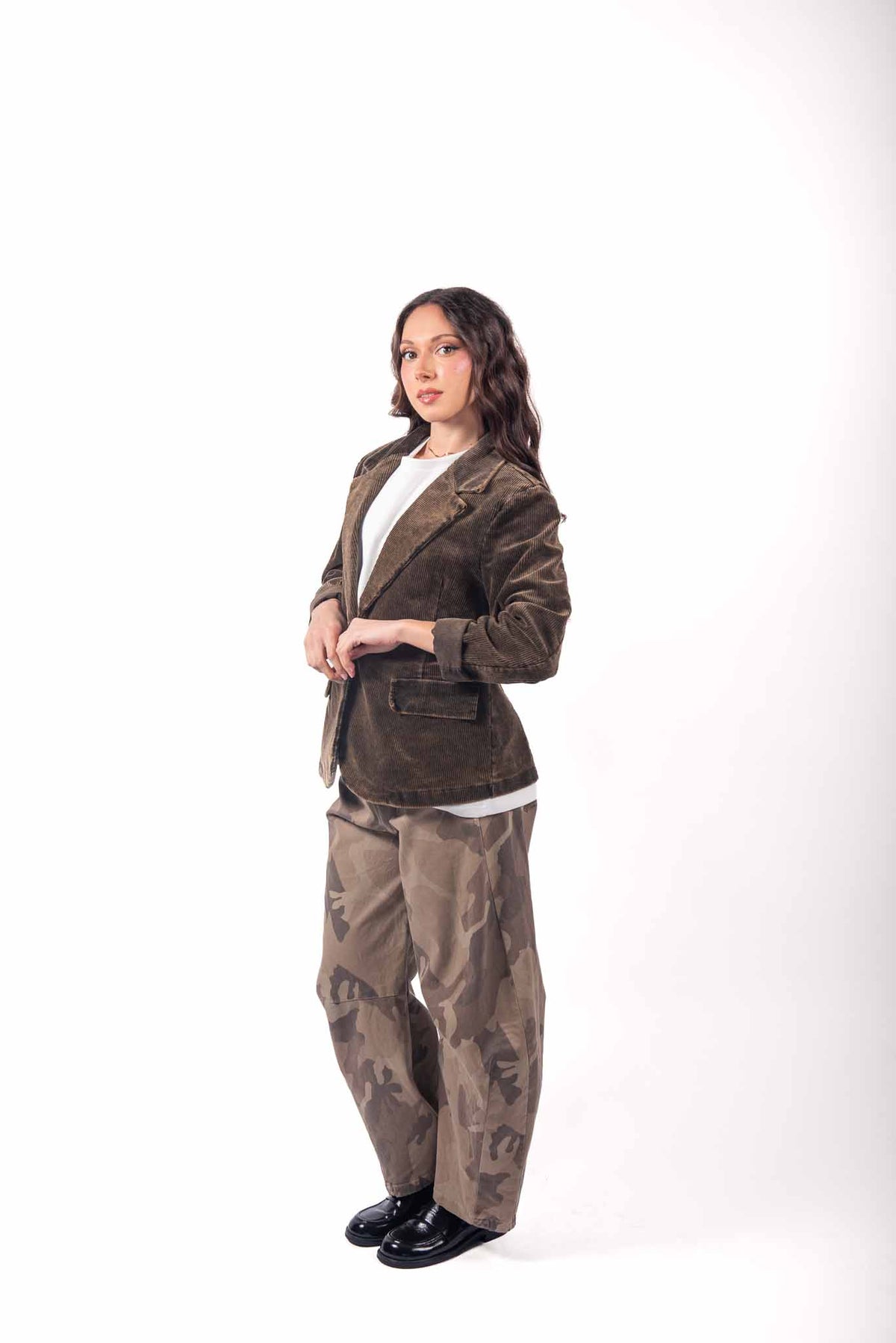 Blazer Sartoriale in Velluto a Coste Cioccolato donna Miss love - 3