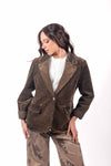 Blazer Sartoriale in Velluto a Coste Cioccolato donna Miss love - 1