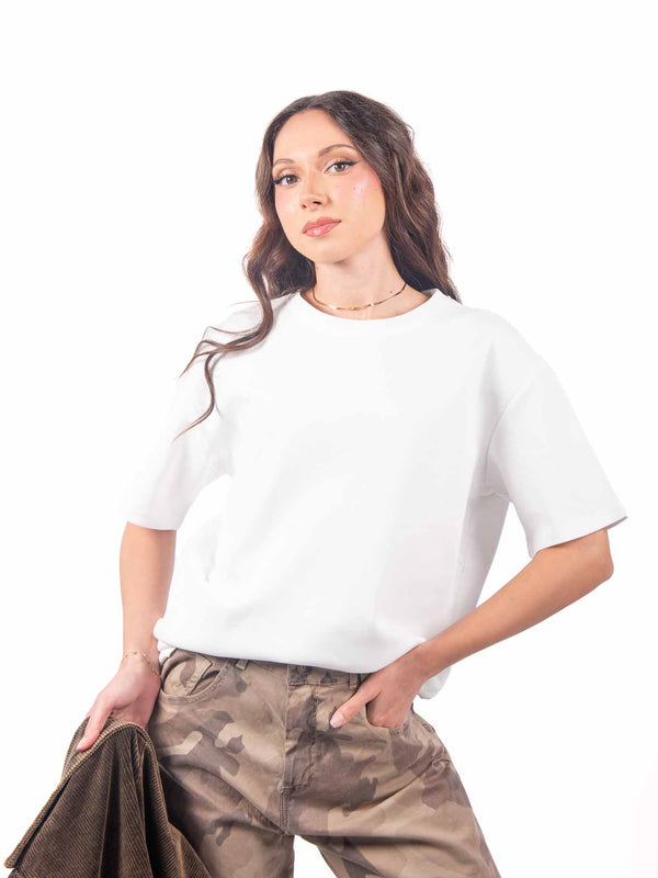 T-Shirt Basic Oversize Panna da donna Miss love