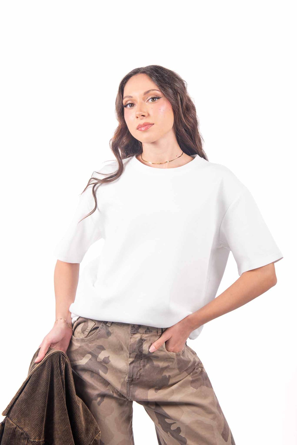 T-Shirt Basic Oversize Panna donna Miss love - 1