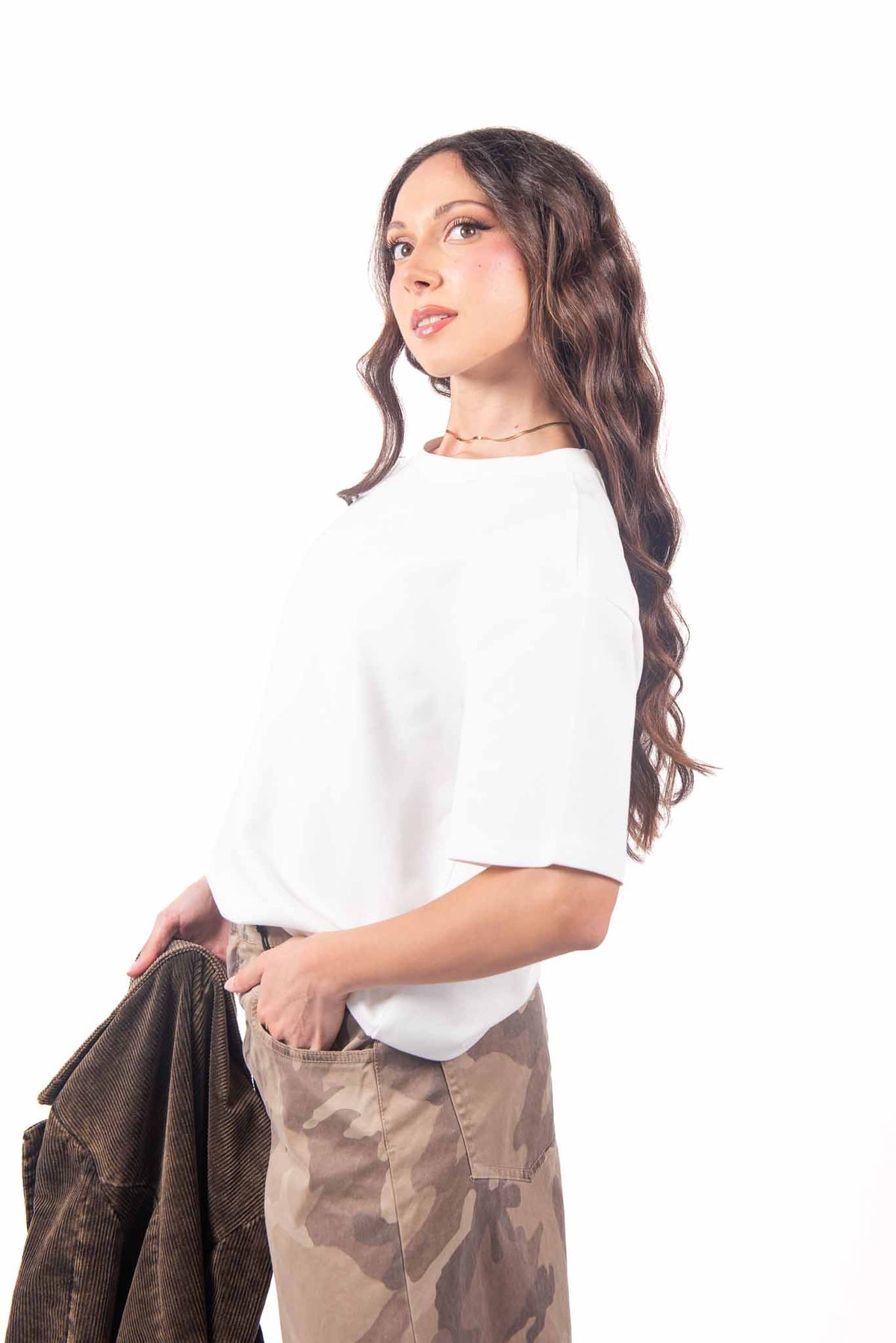 T-Shirt Basic Oversize Panna donna Miss love - 2