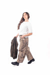 Pantaloni Palazzo Stampa Camouflage Beige donna Miss love - 4