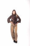 Giacca Corta in Velluto Marrone donna Miss love - 4
