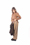 Camicia in Satin a Righe Senape/Viola donna Miss love - 3