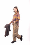 Camicia in Satin a Righe Senape/Viola donna Miss love - 5