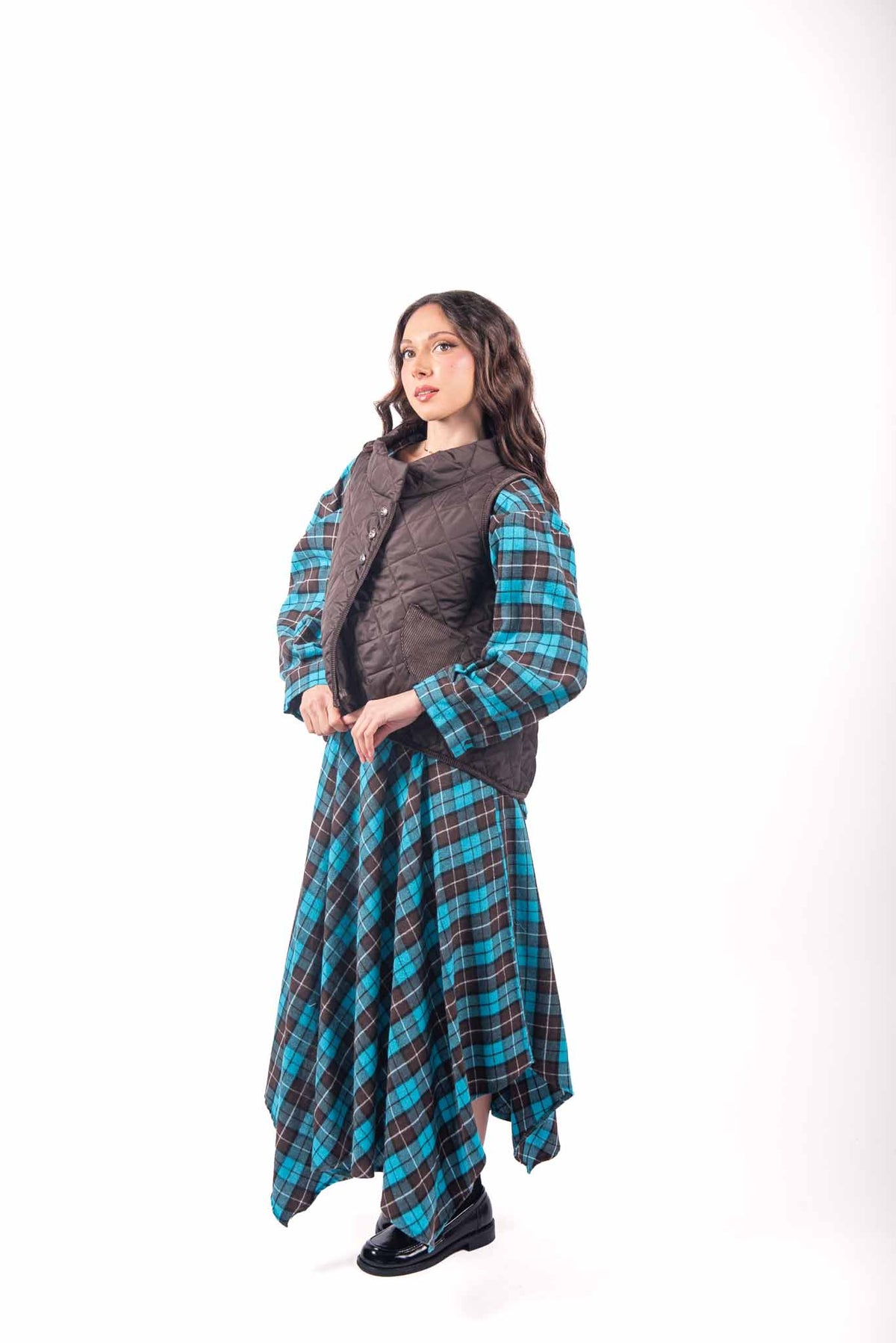 Gilet Trapuntato Marrone con Dettagli in Velluto a Coste donna Miss love - 2
