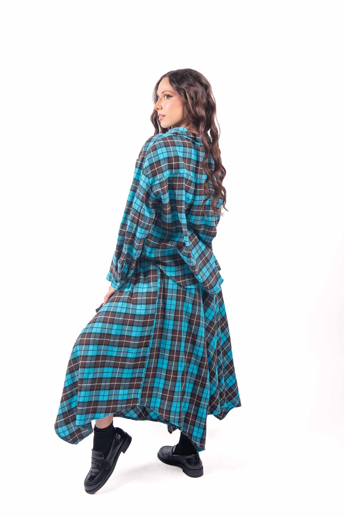 Gonna Midi Asimmetrica a Quadri Tartan donna Miss love - 5